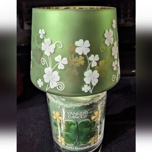 Yankee Candle Flickering Shamrock Glass Shade fits 22 oz Single Wick Jars New